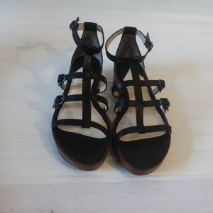 NWT Womens Klik "Jodi" Black Leather Strappy Sandals Sz 6 *